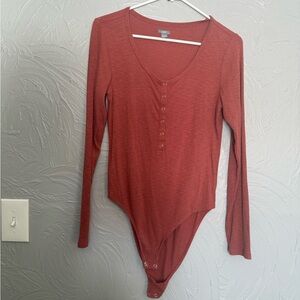 Women’s Aerie Brick Red Long Sleeve Bodysuit, Large